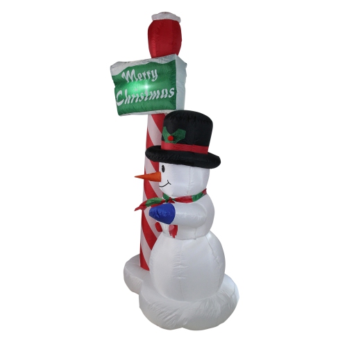 6' Inflatable Lighted Snowman with Merry Christmas Sign Christmas Yard Art Decoration