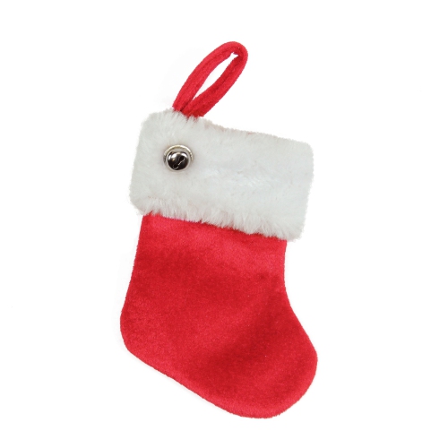 NORTHLIGHT  6" Velvet Christmas Stocking With Cuff And Silver Bell Accent In Red