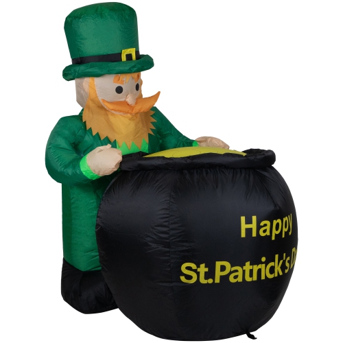 4' Inflatable Lighted Pot of Gold Leprechaun St. Patrick's Day Outdoor Decoration
