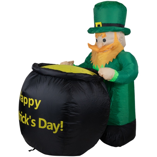 4' Inflatable Lighted Pot of Gold Leprechaun St. Patrick's Day Outdoor Decoration