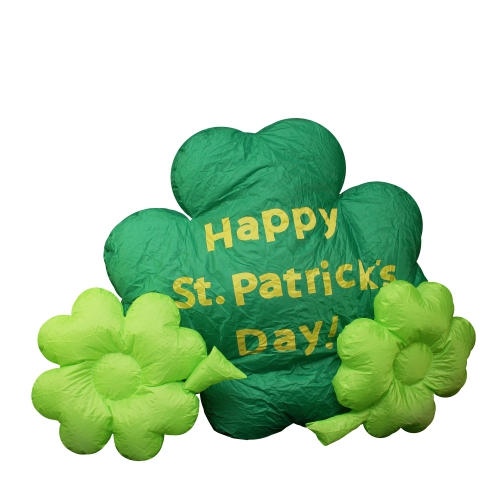 60" Inflatable Lighted Happy St. Patrick's Day Triple Shamrock Outdoor Decoration