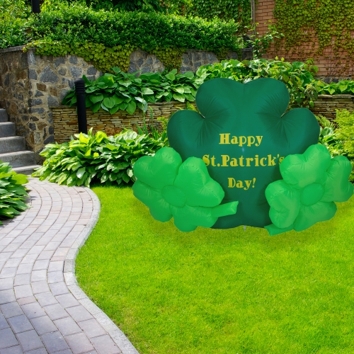 60" Inflatable Lighted Happy St. Patrick's Day Triple Shamrock Outdoor Decoration