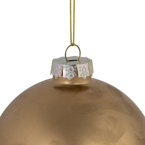3.5" Brushed Gold and Silver Glass Ball Christmas Ornament