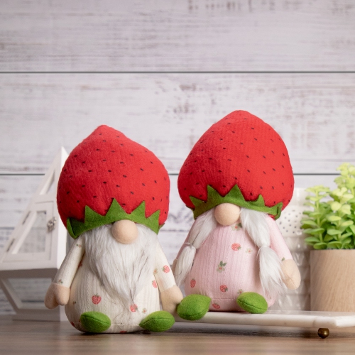 9.5" Green and Red Boy Springtime Strawberry Gnome