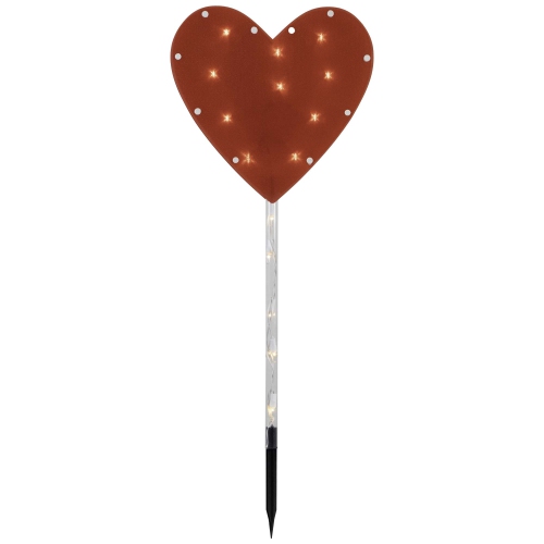 4ct Red Heart Valentine's Day Pathway Marker Lawn Stakes, Clear Lights