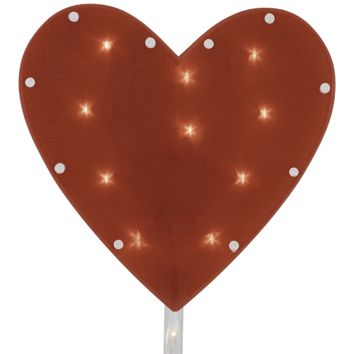 4ct Red Heart Valentine's Day Pathway Marker Lawn Stakes, Clear Lights