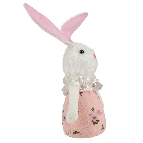 11" Pink Spring Floral Easter Bunny Figure