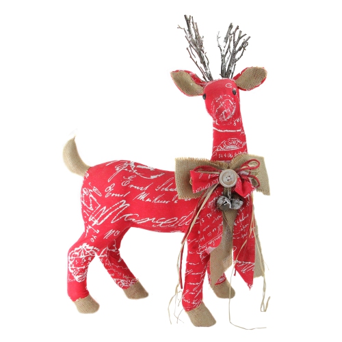 NORTHLIGHT  24" And Brown Reindeer With Bow Christmas Decoration In Red