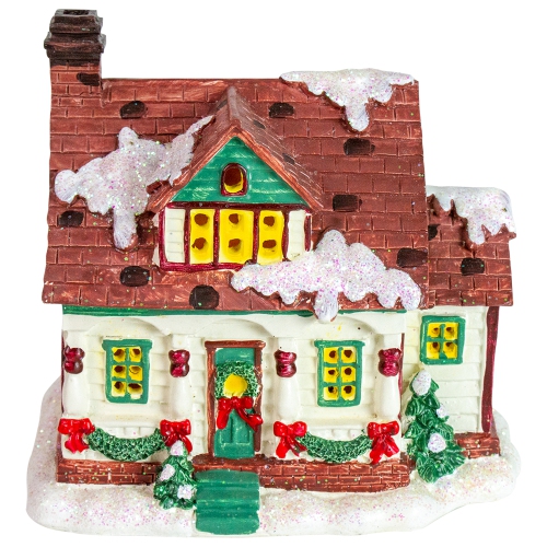 NORTHLIGHT  6.5" Led Lighted Cottage House Christmas Village Decoration In White