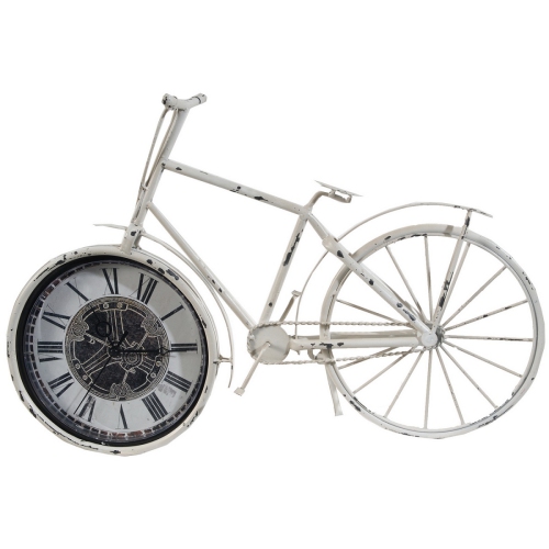 19.25" Ivory and Black Rustic Bicycle Sculpture Roman Numeral Desk Clock