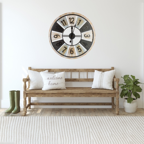 28" Multi-Tonal Whitewashed Round Wall Clock