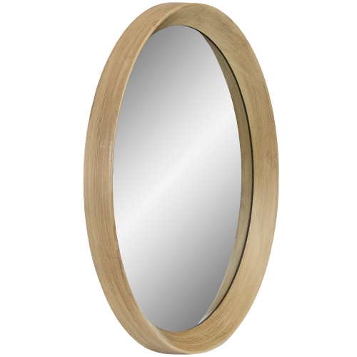 Miroir mural moderne rond doré de 13 po avec fini grain de bois