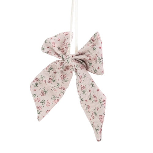 5.5" Pink Floral Single Loop Christmas Bow Decoration
