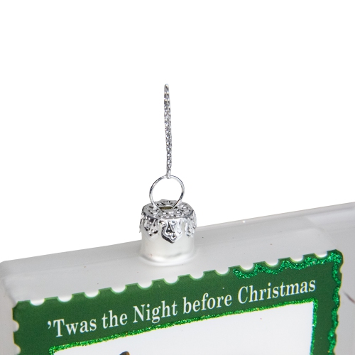 3.5" Green USPS Santa Stamp "Twas The Night Before Christmas" Glass Christmas Ornament
