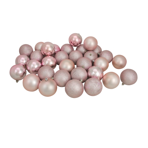 NORTHLIGHT  32Ct Blush Shatterproof 4-Finish Christmas Ball Ornaments 3.25" (80Mm) In Pink