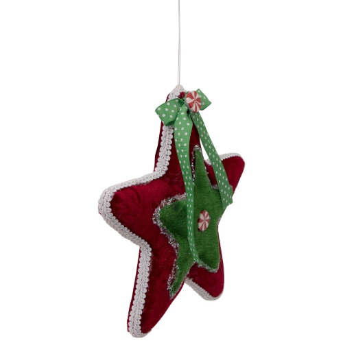 8" Red and Green Peppermint Star Christmas Ornament