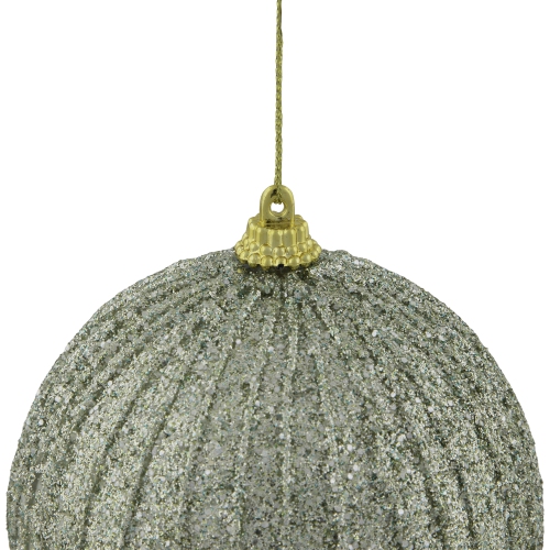 4" Green Glitter Shatterproof Christmas Ball Ornament