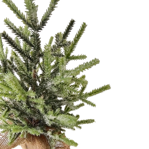 16.5" Frosted Ice Pine Tree in Natural Jute Base Christmas Decoration