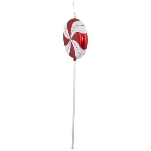 42" Red Pinwheel Lollipop with Iridescent Glitter Shatterproof Commercial Christmas Ornament