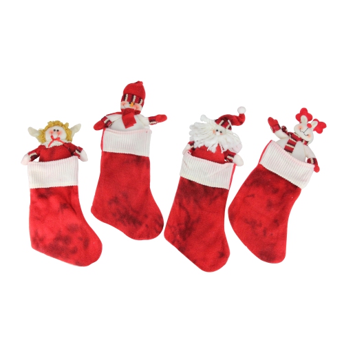 10-Piece Red Classics Christmas Stocking and Novelty Gift Bag Set