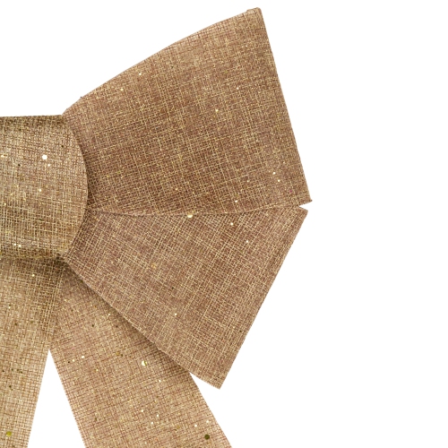 Décoration de Noël à boucle en jute brillante à DEL, or lumineux, 16 po, lumières qui changent de couleur