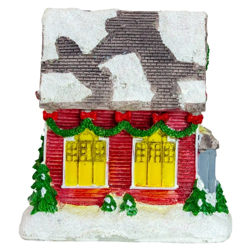 5" Red LED Lighted Snowy House Christmas Village Decoration