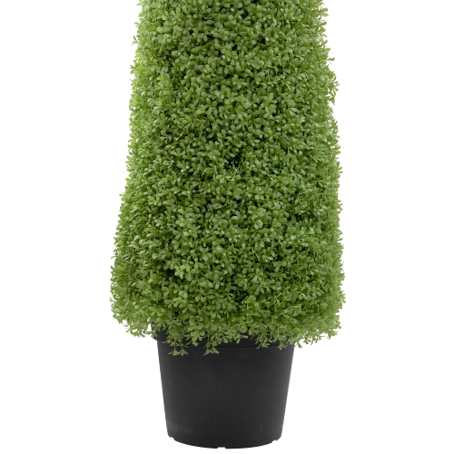 5' Artificial Boxwood Cone Topiary Tree with Round Pot, Unlit