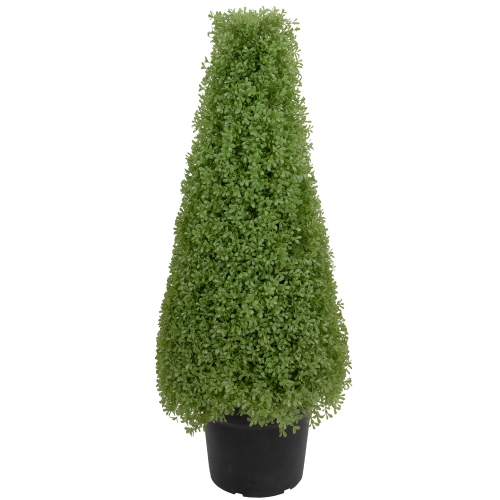 3' Artificial Boxwood Cone Topiary Tree with Round Pot, Unlit