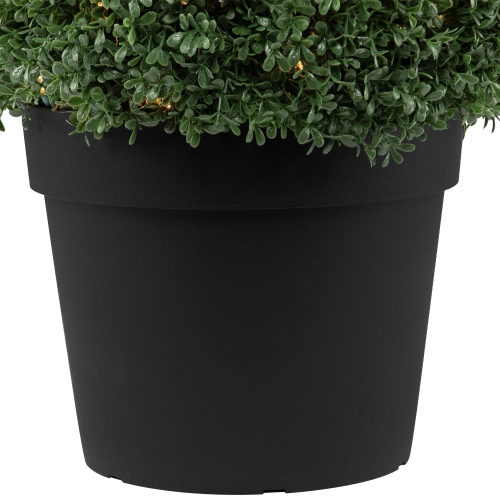 20" Pre-Lit Artificial Boxwood Ball Topiary in Round Pot, Clear Lights