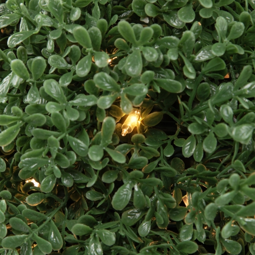 20" Pre-Lit Artificial Boxwood Ball Topiary in Round Pot, Clear Lights