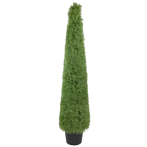 6' Artificial Boxwood Cone Topiary Tree with Round Pot, Unlit