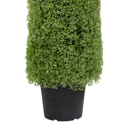 6' Artificial Boxwood Cone Topiary Tree with Round Pot, Unlit
