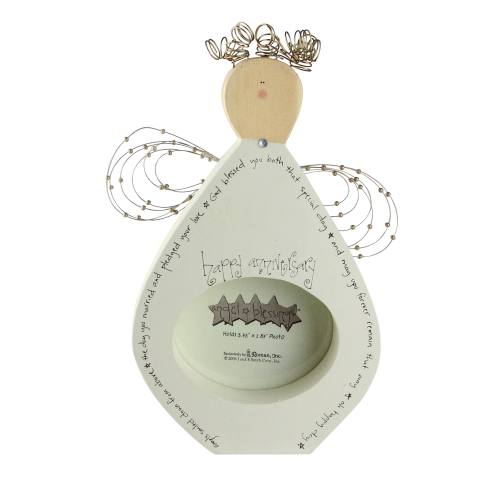 Angel Blessings Happy Anniversary Wooden Photo Frame #47646