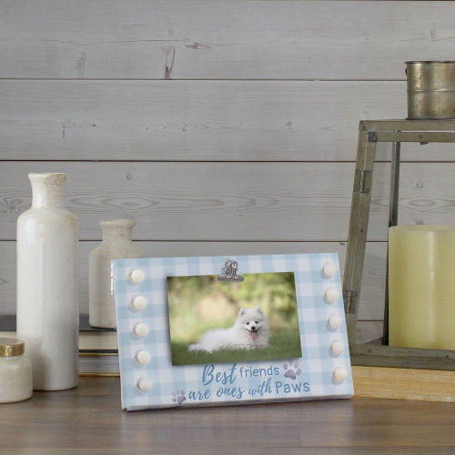 LED Lighted "Best Friends with Paws" Canvas with Photo Clip - 10.25"