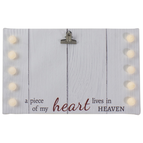 NORTHLIGHT  Led Lighted "a Piece Of My Heart Lives In Heaven" Canvas With Photo Clip - 10.25"
