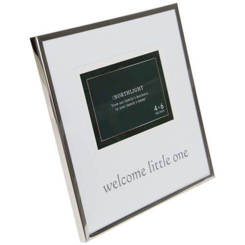 Metallic Square "Welcome Little One" Picture Frame - for a 4" x 6" Photo -Silver