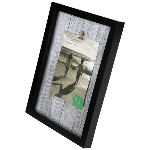 Wood Grain Clip-On Picture Frame - for a 5" x 7" Photo - Black