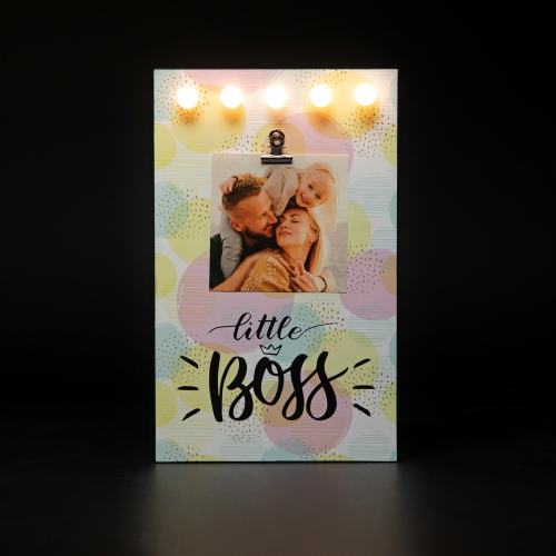 LED Lighted "Little Boss" Picture Frame with Clip - for a 4" x 6" Photo