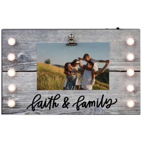 LED Lighted Faith & Family Picture Frame with Clip - 4" x 6"