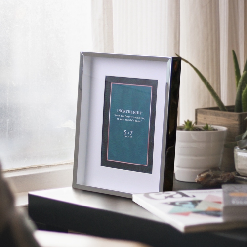 Rectangular Picture Frame - for a 5" x 7" Photo - 10" - Silver