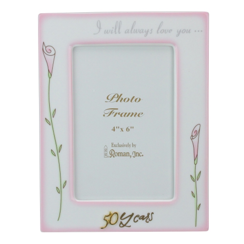 ROMAN  Floral 50Th Wedding Anniversary Picture Frames - for A 4" X 6" Photo - 8" - Set Of 2