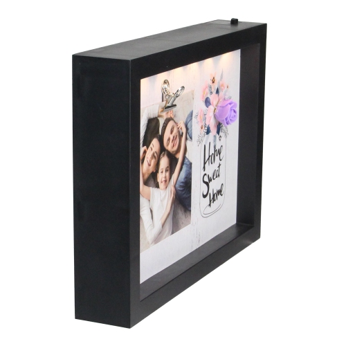LED Lighted "Home Sweet Home" Picture Frame with Clip - for a 4" x 4" Photo - 9"