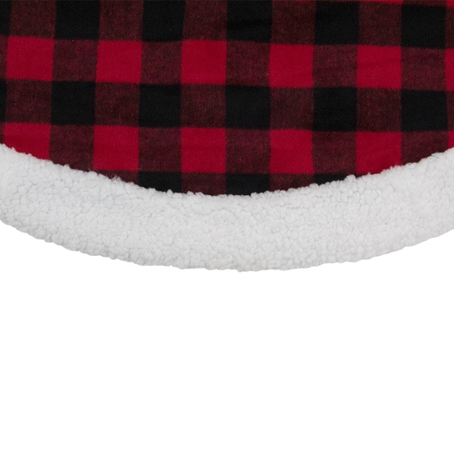 48" Black and Red Buttoned Buffalo Plaid Christmas Tree Skirt