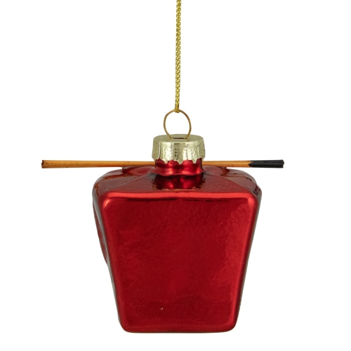 3.5" Red Asian Food Take Out Container Glass Christmas Ornament