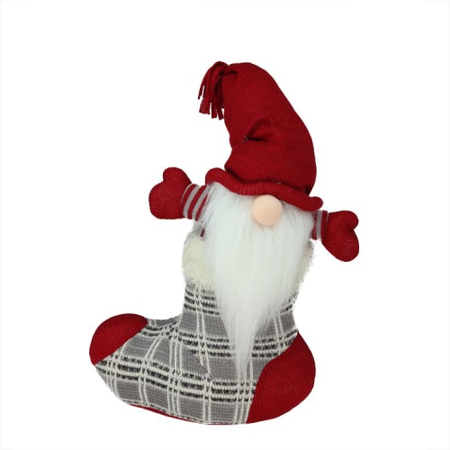 NORTHLIGHT  14.5" And Gray Tristan Gnome Christmas Stocking Tabletop Figurine In Red