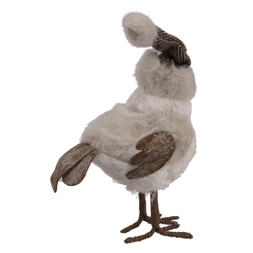 10" Standing Glittered Bird with Winter Hat Christmas Figure