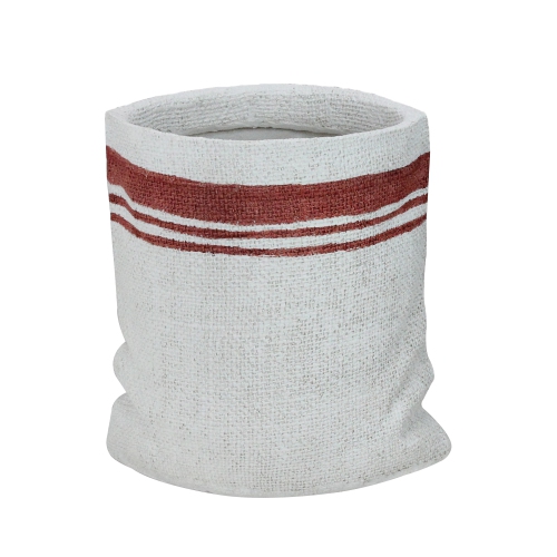 ALLSTATE  8" White And Sack With Stripes Christmas Potted Plant Holder In Red