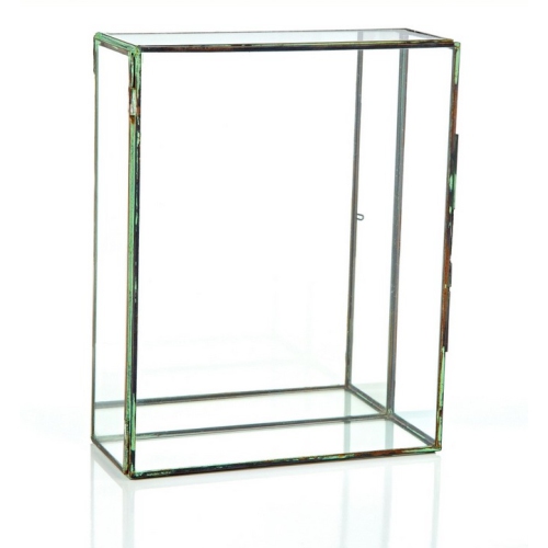 CC HOME FURNISHINGS  10" Clear And Contemporary Terrarium Rectangular Glass Tabletop Decor In Brown