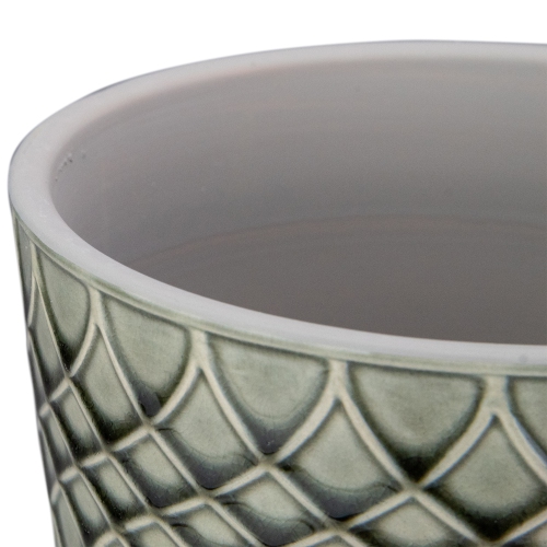 Set of 2 Black and Gray Geometric Patterned Planters 6.5"