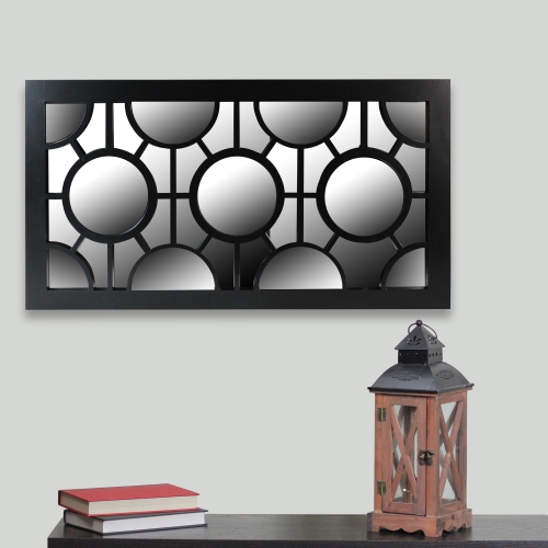 25.5" Black Geometric Circles Rectangular Wall Mirror